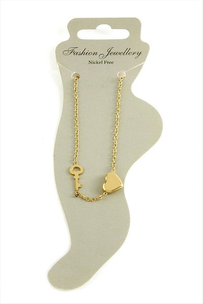 LiderGlobal Heart Lock Luxury Steel Anklet