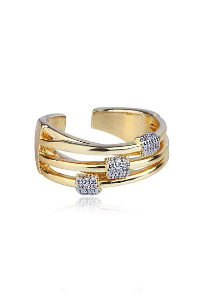 Klips Concept Triple Stone Design Sparkling Adjustable Ring