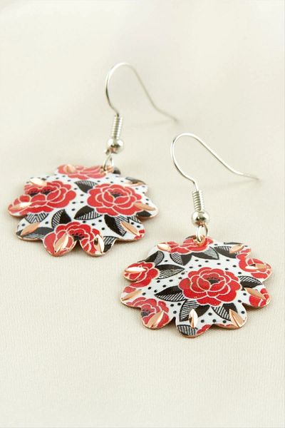 AC BOX Flower Copper Earrings