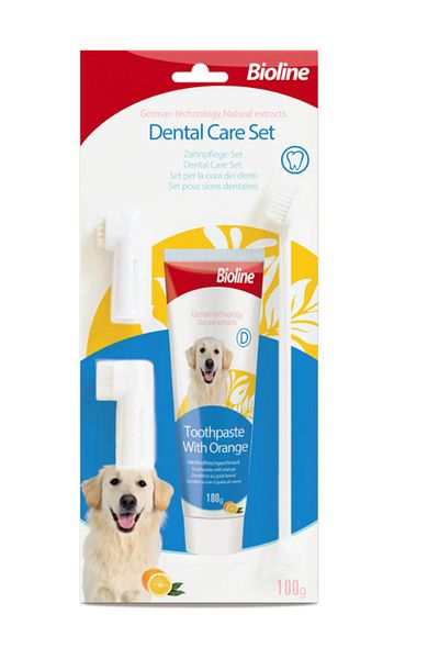 Bioline Bioline Dental Care Set for Pets - 100g Orange Flavor Oral Hygiene Kit