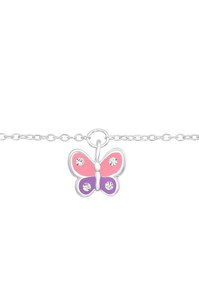 Sophia Collection Bratara copii argint 925 cu lantisor, model Fluturas cu cristale premium