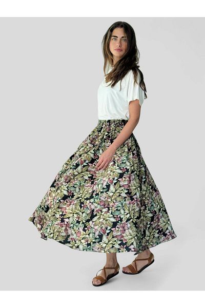 Retrobird Circle Flared Midi Length Skirt Women's Multicolor