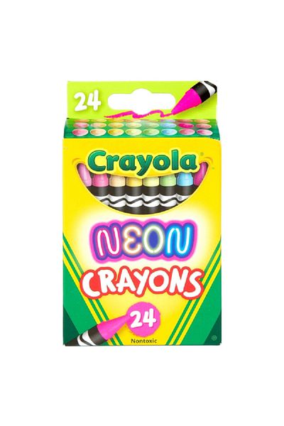Crayola 24-Piece Non-Toxic Bright Neon Color Crayons Multicolor