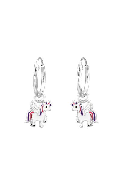 Sophia Collection Cercei copii Argint 925 cercuri clasice, model Unicorn argintiu