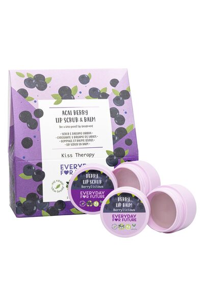 EVERYDAY FOR FUTURE Kiss Therapy Kit - Exfoliating Scrub and Moisturizing Lip Balm with Acai Berry Flavor, 100%
