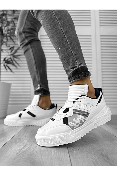 Casual Adidasi barbati, din piele ecologica, 93, White grey