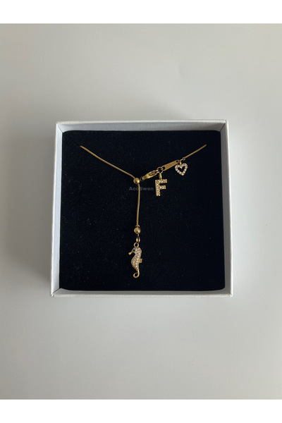 acc swen Harfli deniz atı dekolte kolye deniz yaz temalı kararmaz çelik kolye