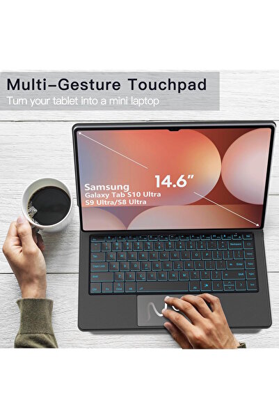 m.tk moveteck Samsung Galaxy S8Ultra S9 Ultra S10 Ultra 14.6 inç Magic Keyboard Touchpad Rgb Işıklı Klavyeli Kılıf