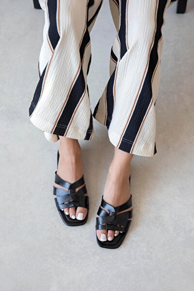 STRASWANS Luz Women's Daily Leather Slippers Black