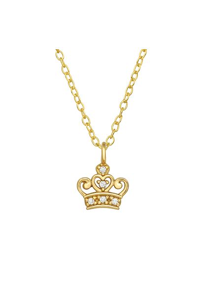 Sophia Collection Colier copii argint 925 placat cu aur 24K cu lant, model coroana