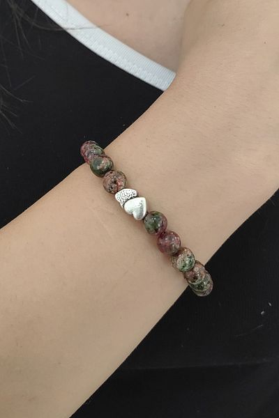 Chavin Elastic Natural Unakit Stone Women's Bracelet Ey23
