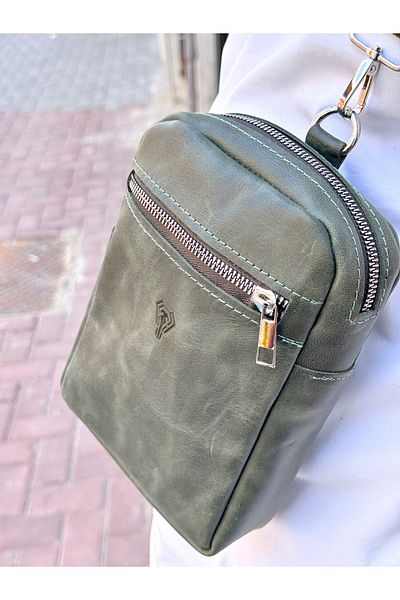 Fil Deri Genuine Leather - with Strap - Zippered - Crossbody Crossbody Bag 1008