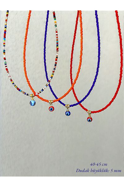 Quella Takı Lake Coating Mini Evil Eye Top Colorful Necklaces