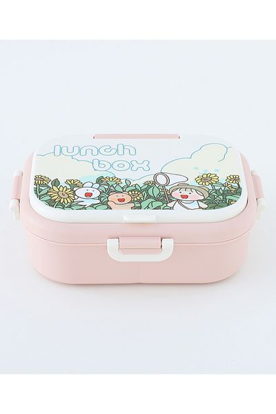 Fab N Funky صندوق غداء بطابع كرتوني، خفيف الوزن، صغير الحجم، سهل الاستخدام، مناسب للأطفال من سن 3 سنوات فما فوق، 21.7 × 17.2 × 8.3 سم - وردي