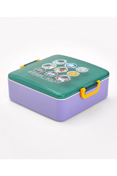 Babyhug Babyhug Lunch Box Set, Universe and Galaxy Theme, Leak-Resistant- Purple and Green