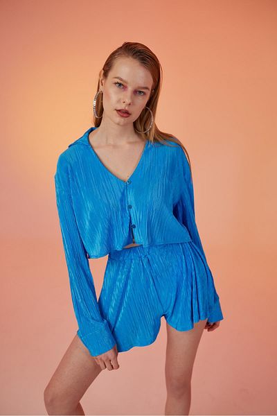 Markano Comfy Crop Shirt Blue