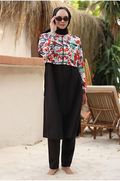 HEQA Patterned Hijab Swimsuit Calypso