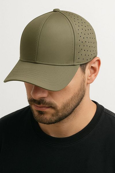 SFCOLLECTION Men's Micro Fabric Perforated Air Permeable Premium Sports Hat-Adjustable