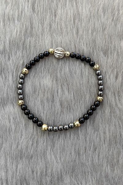 Chavin Elastic Natural Onyx Stone Men's Bracelet Ey24