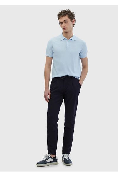 Ramsey Light Blue Polo Neck Plain Knitted Sweater
