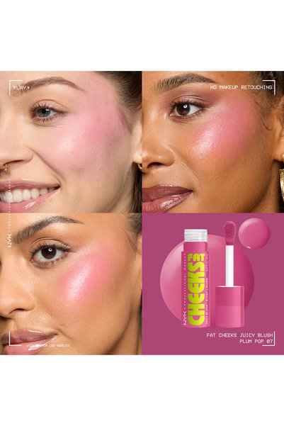 NYX Professional Makeup Fat Cheeks Juicy&Liquid Blush, 12 HR Wear, Product Doesnt Fade, Plum Pop