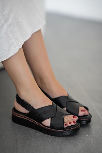 Parponi Venice Women's Genuine Leather Sandals Black