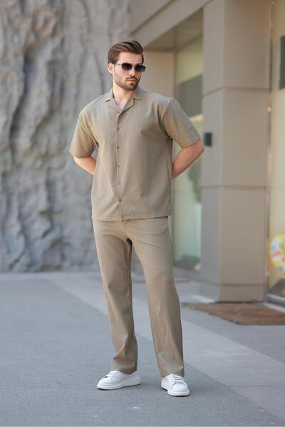Madmext Haki Basic Erkek Gömlek Takım E7320
