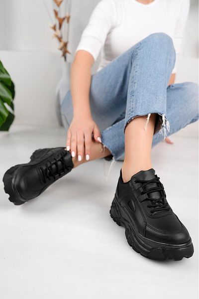 homiro High-Top Lightweight Comfortable Lace-Up Sneakers-Black