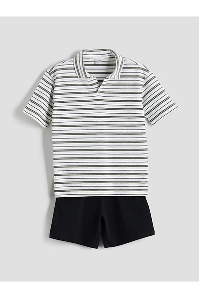 LC Waikiki LCW Παιδικό μπεζ γιακά πόλο για αγόρια μπλουζάκια και σορτς