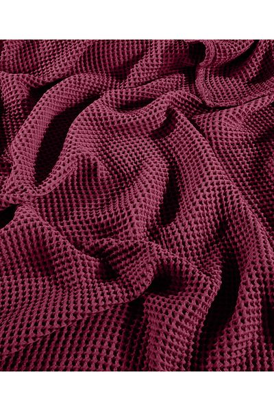 destinyhometex Burgundy Waffle Pattern Fringeless Sofa Cover/Tv Blanket 140X200Cm