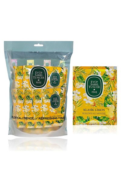 Eyüp Sabri Tuncer Classic Lemon Cologne Wipes 9.3 X 12.5 50 Piece Doypack
