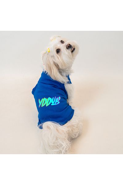 Buddy Store Cat & Dog Clothing Clothes - Printed Saks Blue Undershirt (Combed 100% Cotton)
