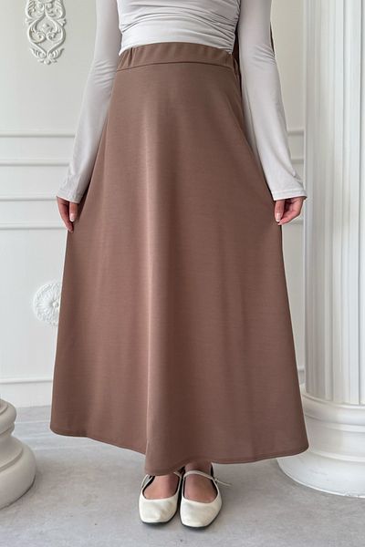 InStyle Double Knitted Fabric Skirt - Brown