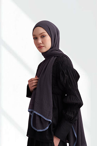 ARMANDA Muslin Tie Shawl - Gray Blue