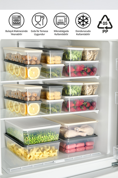 bizimevde 2-Piece Storage Container 1.3 Liter Deep Freezer Microwave Compatible