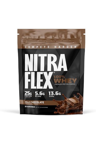 GAT SPORT Nitraflex, 100% Whey Protein, 25g Protein, 2.22 Lbs, Milk Chocolate, 28 Servings