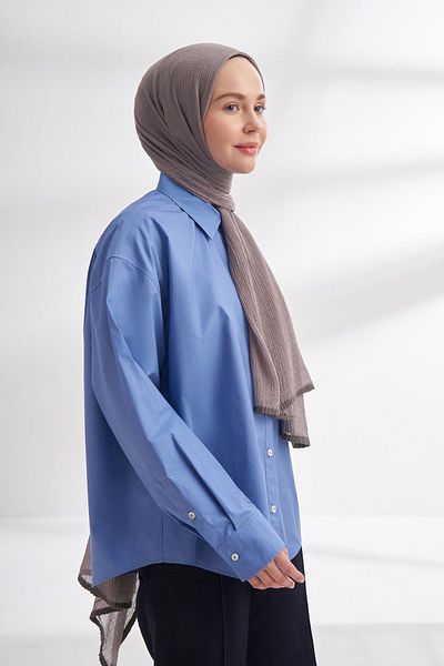 ARMANDA Muslin Piping Shawl Dark Gray