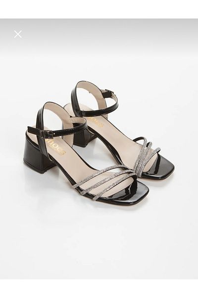 BAKKA Women's Black Stone Heeled Shoes