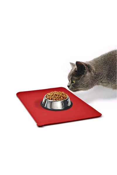 OEM Aoklant animal feeding mat, 61 x 41 cm, silicone, red