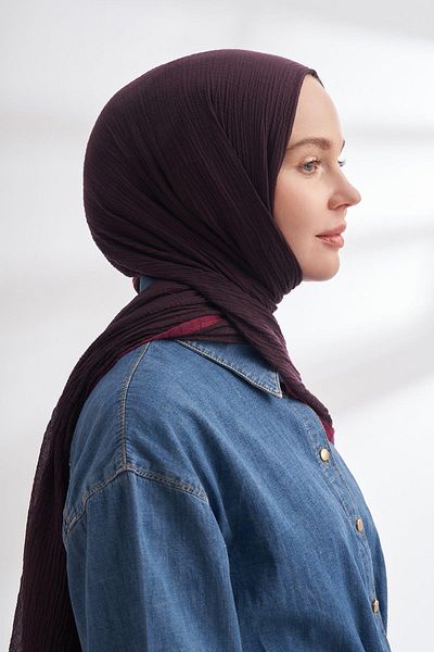 ARMANDA Muslin Piping Shawl - Plum