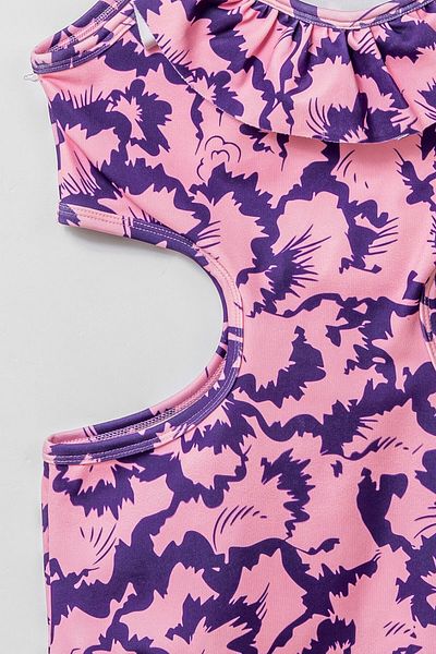 Beniizle Patterned Ruffle Detailed Girl's Swimsuit