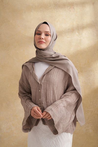 ARMANDA Lyocell Viscose Nomade Pattern Shawl - Mink