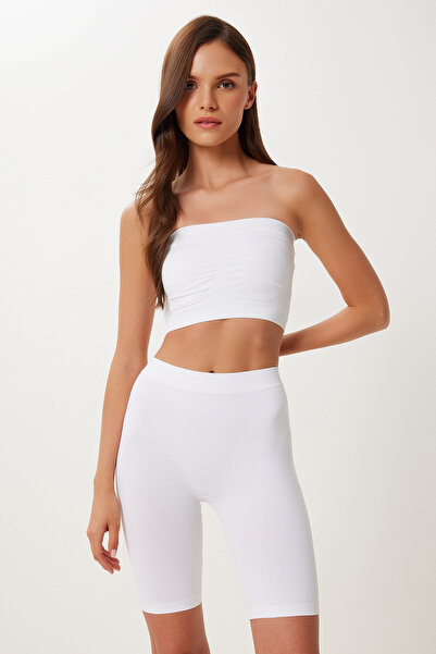 Lovelyİstanbul Πλεκτό μπουστάκι χωρίς ραφές ΛΕΥΚΟ LGV0005