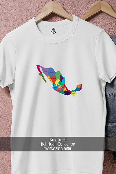 Bahriyeli Collection Μπλουζάκι Unisex με σχέδιο χάρτη της πόλης του Μεξικού oversized