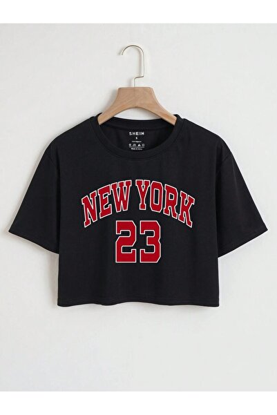 OVER HEAD Crop oversize imprimat New York 23 pentru femei
