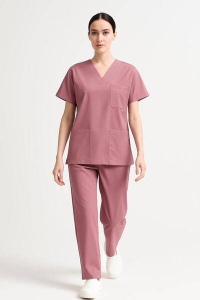 by htc forma Gül Kurusu Likralı Unisex Medikal Hemşire Ve Doktor Üniforması S...