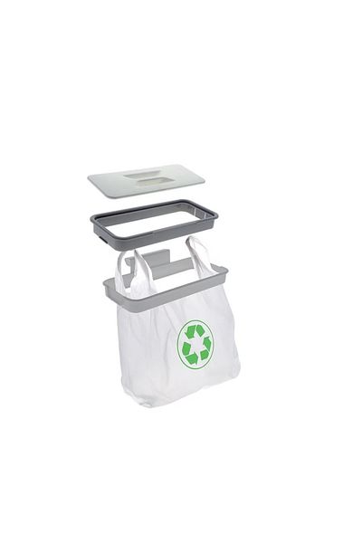 Jzk Set of 2 garbage bag holders with lid JZK, 24 x 5.5 x 13 cm, plastic, white, gray
