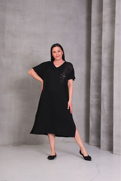 Esina Viscose Oversize Dress with Stone Detail
