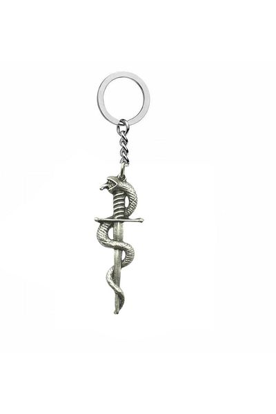 Herşey Nota Unisex Keychain with Sword and Snake Figures – Power, Courage and Wisdom Themed Design