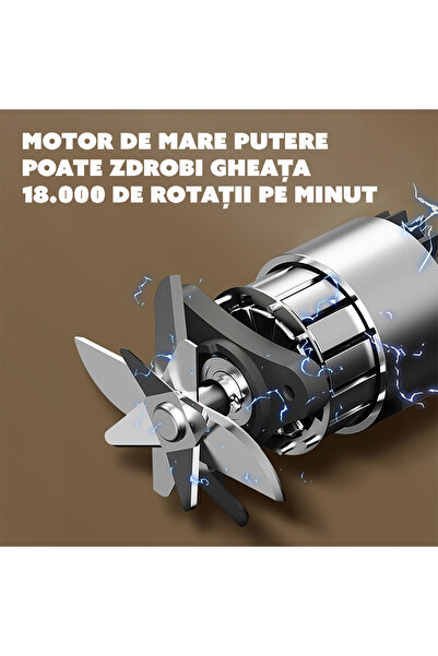 CYBERDUST Blender Portabil cu port pentru pai, CYBERDUST, Motor puternic 18000 Rotatii pe minut,